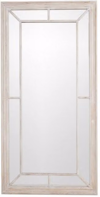Lemon Pavilion Furniture and Decor Large Washed Wood Framed Window Mirror, Brown, W: 100 cm, H: 200 cm