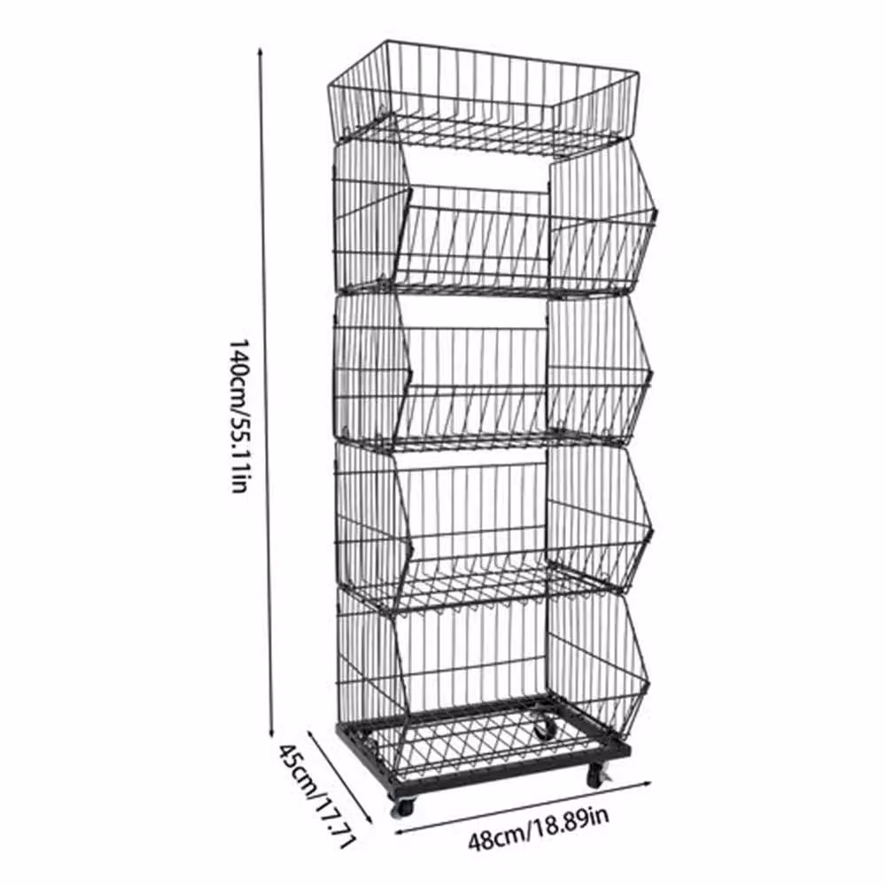Ventryn 5 Tier Metal Retail Display Shelf for Fruit and Vegetables in Black – 2