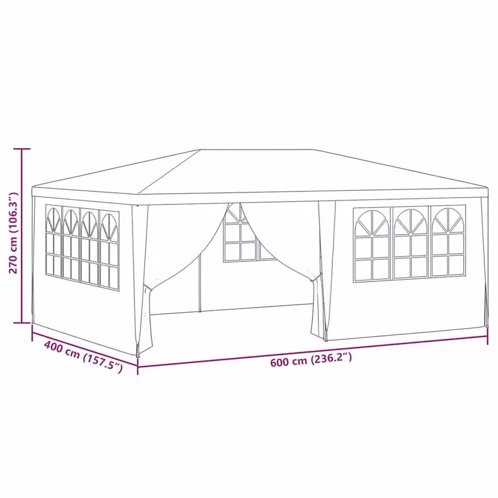 Berkfield Home Professional Party Tent with Side Walls, Green, W: 6 m, D: 4 m, H: 2.75 m – 6