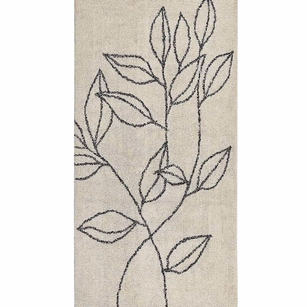 Wyld and Coco Beige and Black Floral Cotton Hand-Tufted Rectangular Rug W: 80 cm, L: 150 cm – 2