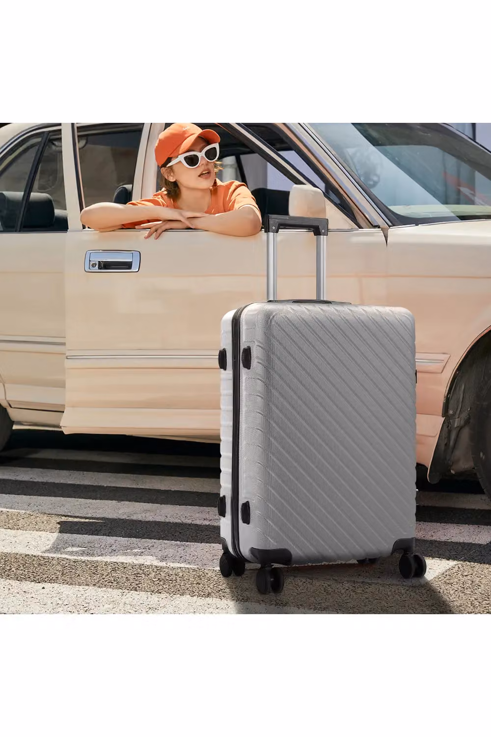 Living and Home Grey Suitcase with Combination Lock, 24 inch – 2