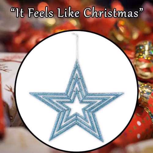 VFM e-Store Ice Blue Glitter Star Burst Hanging Christmas Tree Ornament, 40 cm – 7