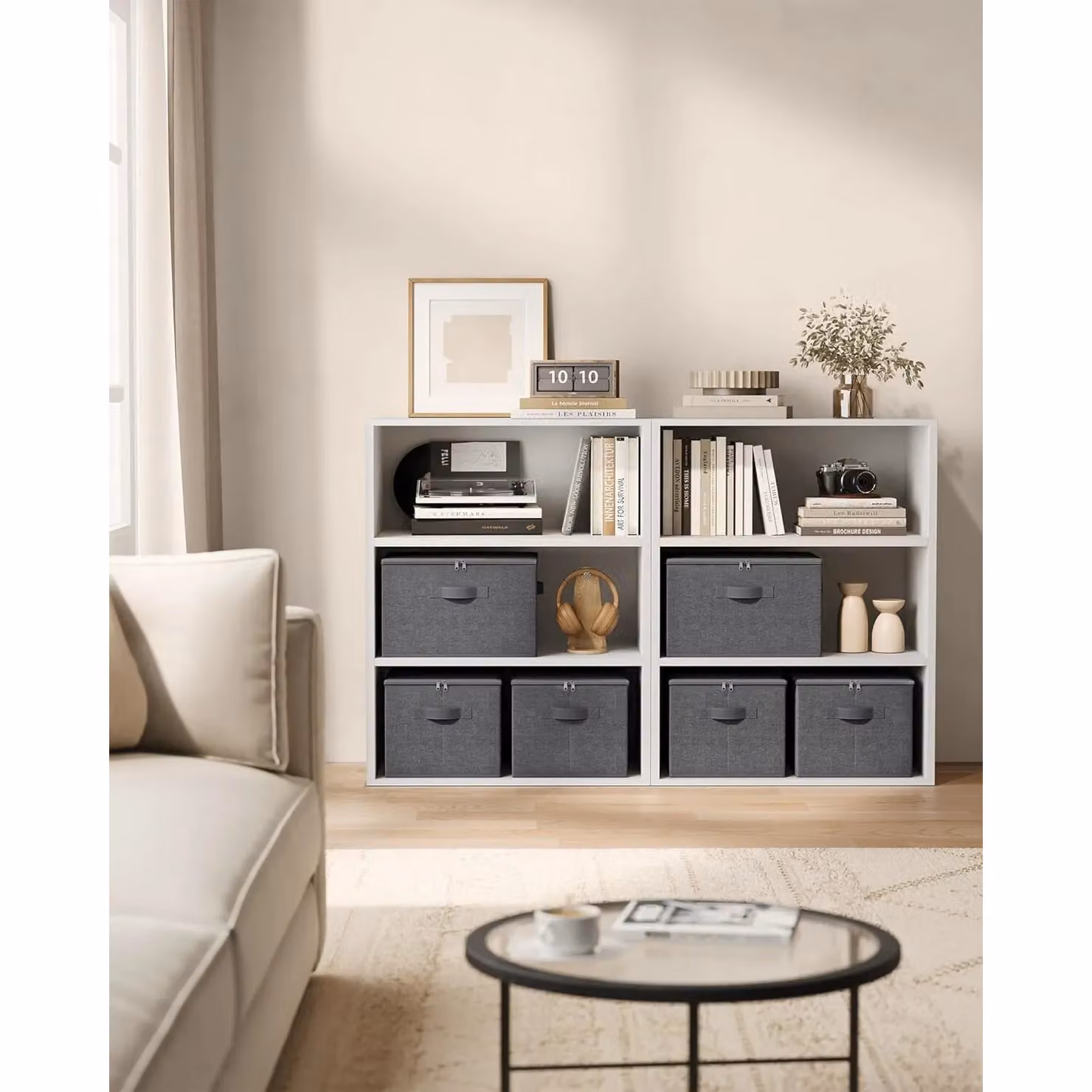 SONGMICS Set of 6 Foldable Storage Bins with Lids and Handles, Grey – 2