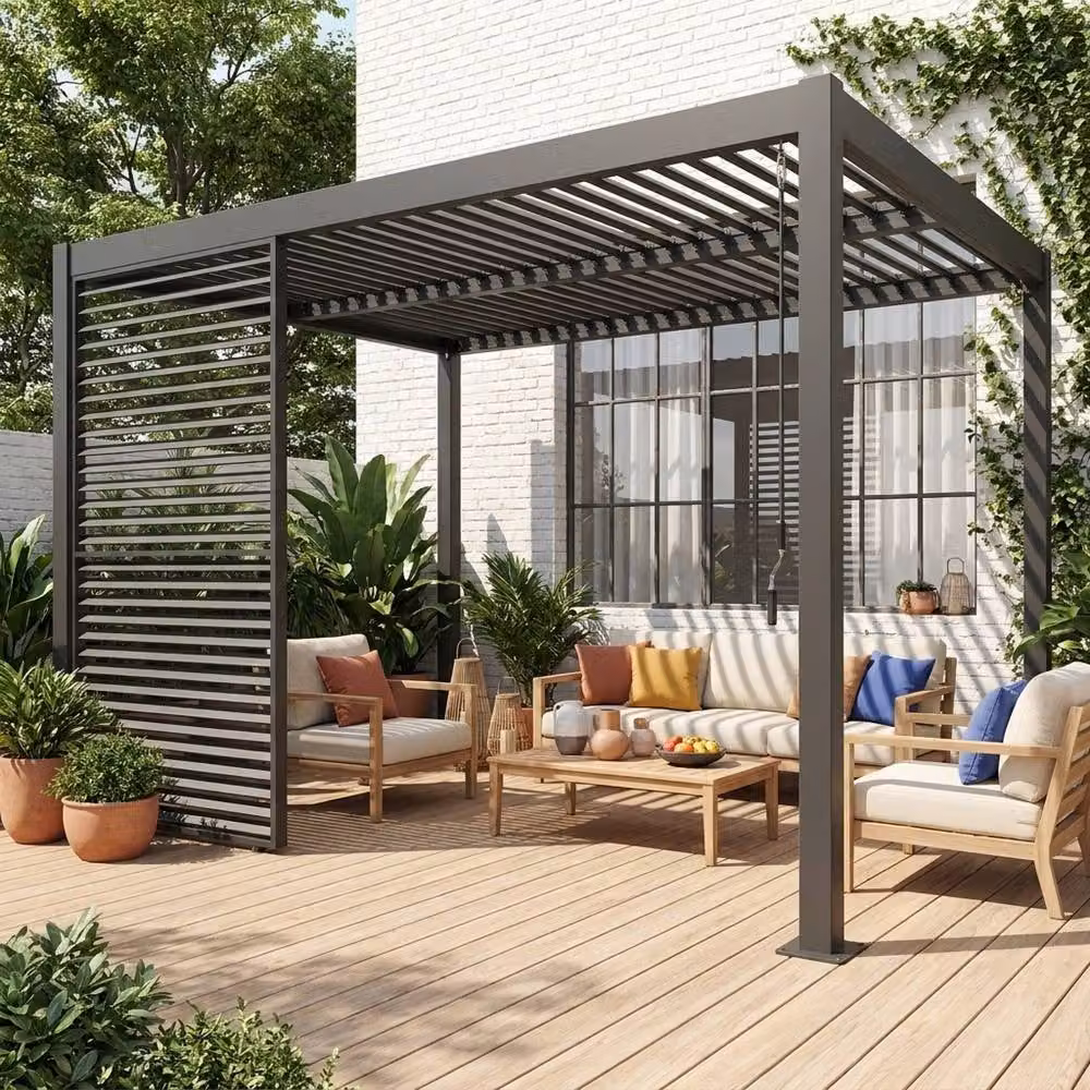 Sweekeek Adjustable Aluminium Slat Louver Panel for Palace Pergola, Dark Grey, Width: 130 cm – 3