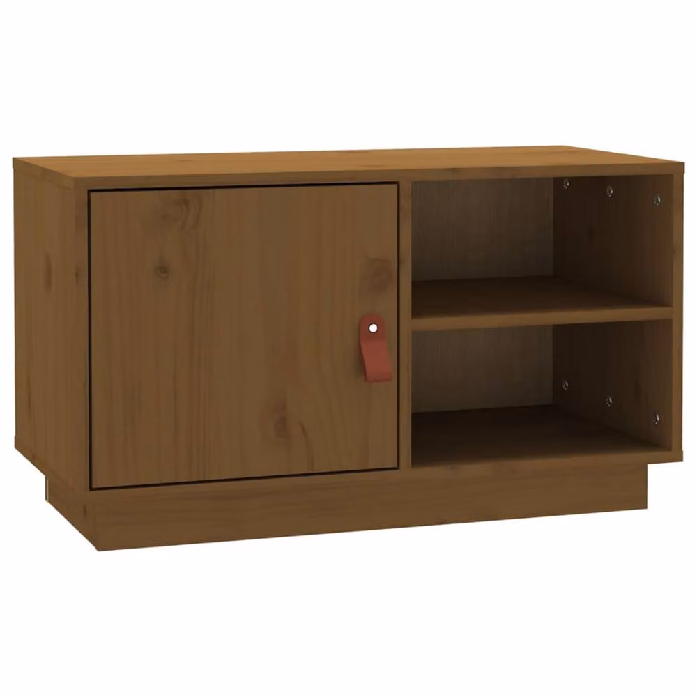 Berkfield Home TV Cabinet in Honey Brown Solid Pine Wood, W/D/H: 70 x 34 x 40 cm – 2