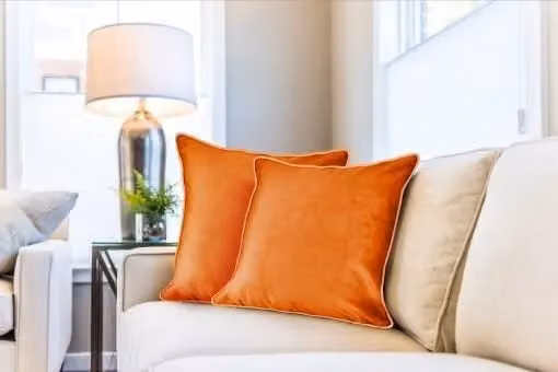 New Edge Blinds Plush Velvet Square Cushion Cover in Orange, W/D/H: 43 x 43 x 43 cm – 2