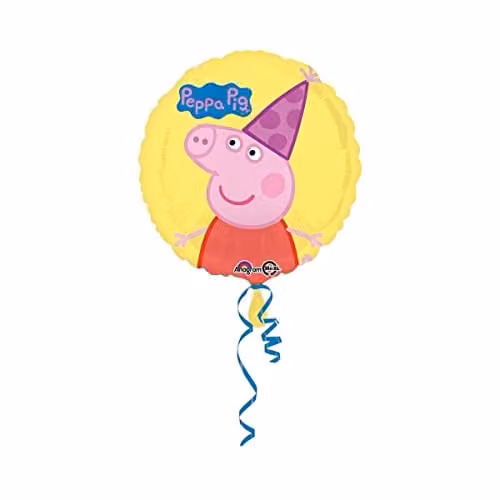 Amscan Yellow and Pink Round Foil Balloon with Peppa Pig Theme