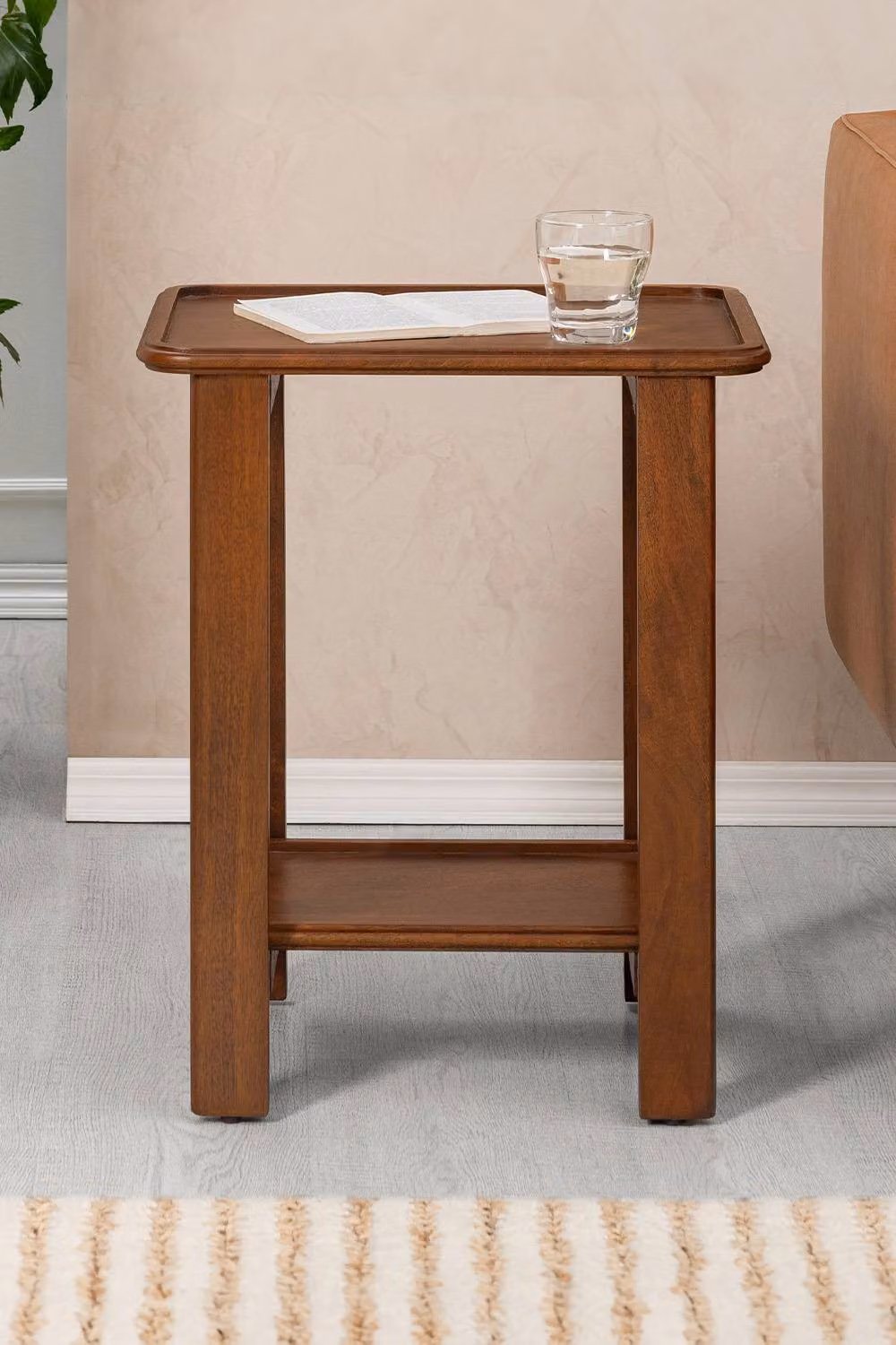 MH London Santorini Solid Mango Wood 2-Tier Side Table in Walnut Brown – 2