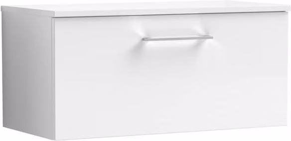 Balterley Gloss White 800mm Wall Hung 1 Drawer Vanity Unit with Worktop