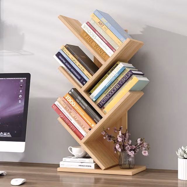 Livingandhome 5-Tier Freestanding Tree Bookshelf in Brown