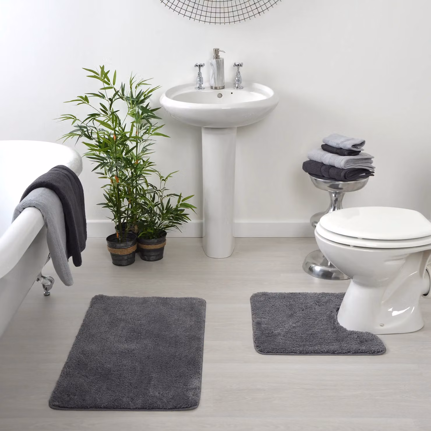 Allure Bath Fashions Luxury Microfibre Non-Slip Pedestal Toilet Mat, Grey, W/D/H: 50 x 50 x 2 cm – 5