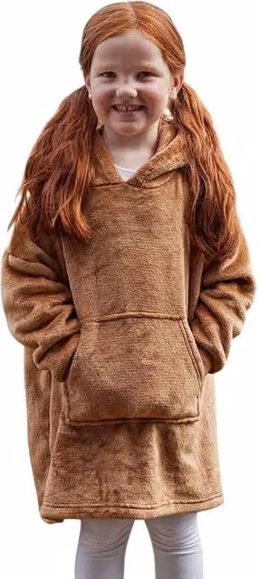 Brand Lab Brown Teddy Bear Fleece Hoodie Blanket for Adults