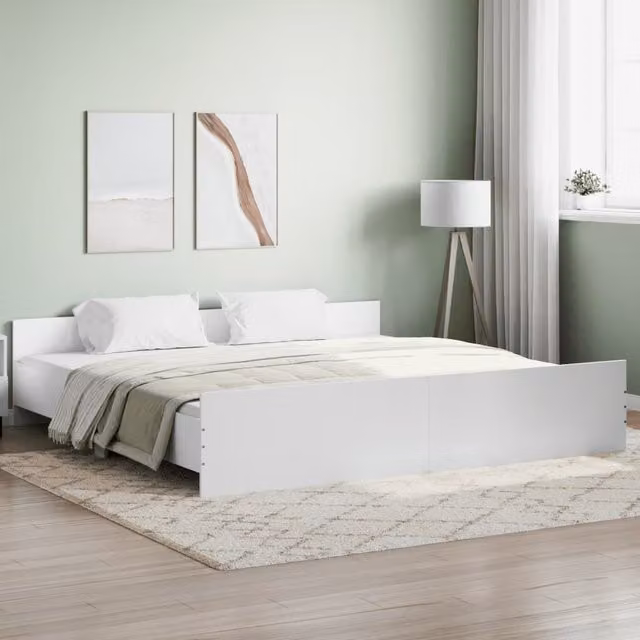 Berkfield Home Bed Frame with Headboard and Footboard in White, 200 x 200 cm