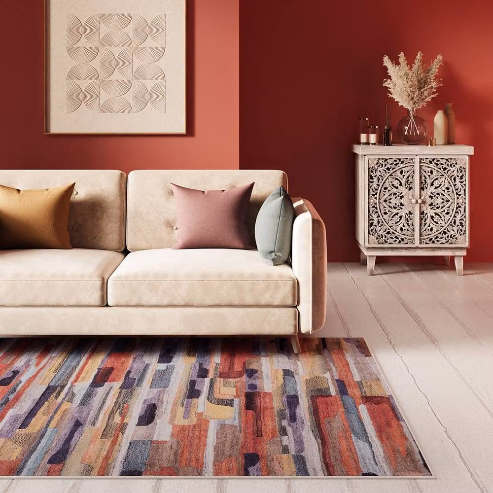 Kukoon Abstract Multicolour Soft Area Rug and Runner Mat for Living Room or Bedroom, W/D/H: 60 x 240 cm – 2