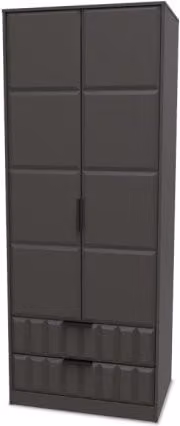Welcome New York Modern Grey Tall Double Wardrobe with 2 Doors and 2 Drawers
