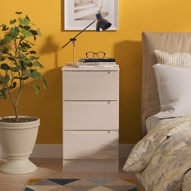 2 U Lucca 3 Drawer Bedside Cabinet in Taupe Beige – 1