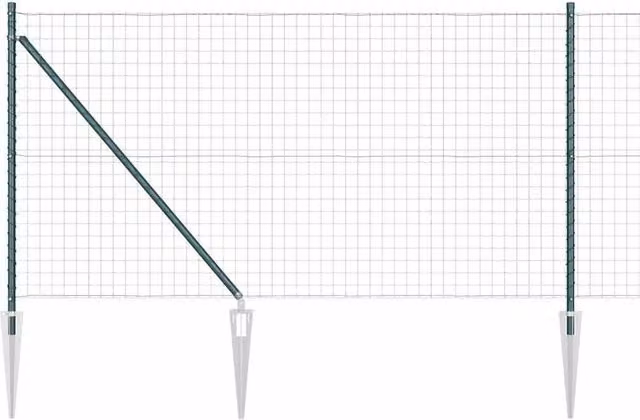 Berkfield Home Euro Fence with 13 Spike Posts, Galvanised Steel, Green, W: 25 m, H: 1.2 m