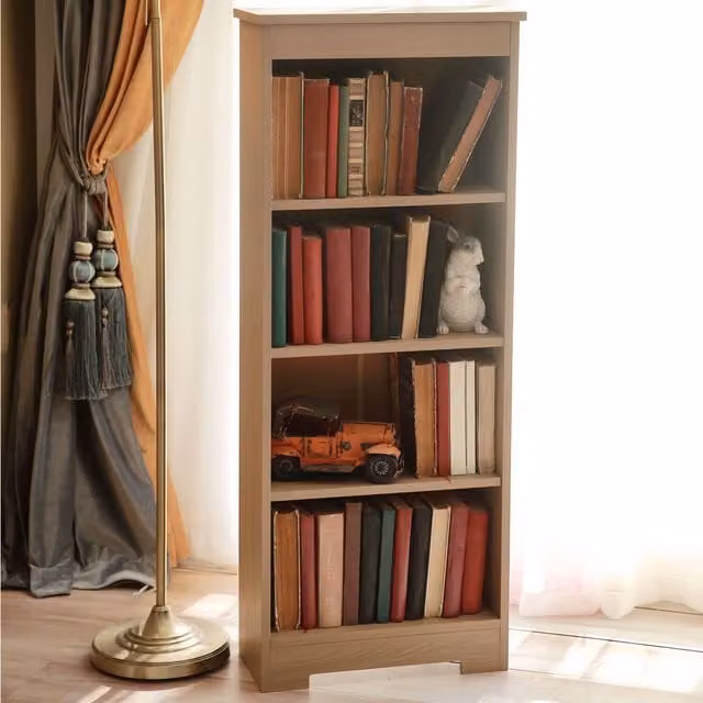 Core Products Freya Low Narrow Bookcase in Smoked Oak Effect with Adjustable Shelves