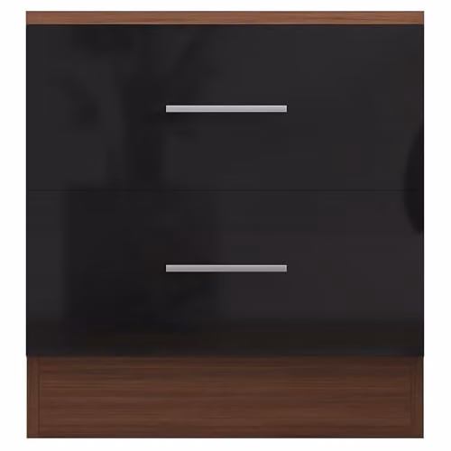 Reflect 2 Drawer Bedside Table Set of 2, Black Gloss and Walnut Matt Finish, W: 90 cm, D: 39.5 cm, H: 48.5 cm – 2
