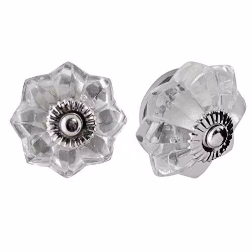 Nicola Spring Polished Transparent Glass Cabinet Knobs, Pack of 6