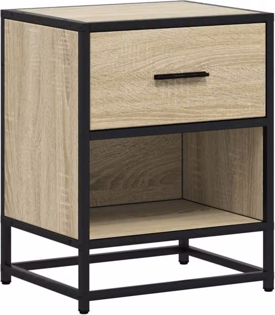 Berkfield Home Bedside Cabinet in Sonoma Oak, Beige, W/D/H: 40 x 31 x 50 cm