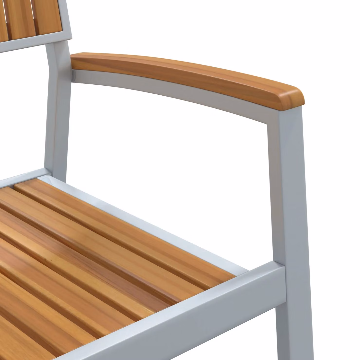 Berkfield Home Set of 4 Stackable Outdoor Chairs in Grey Acacia Wood and Metal – 4