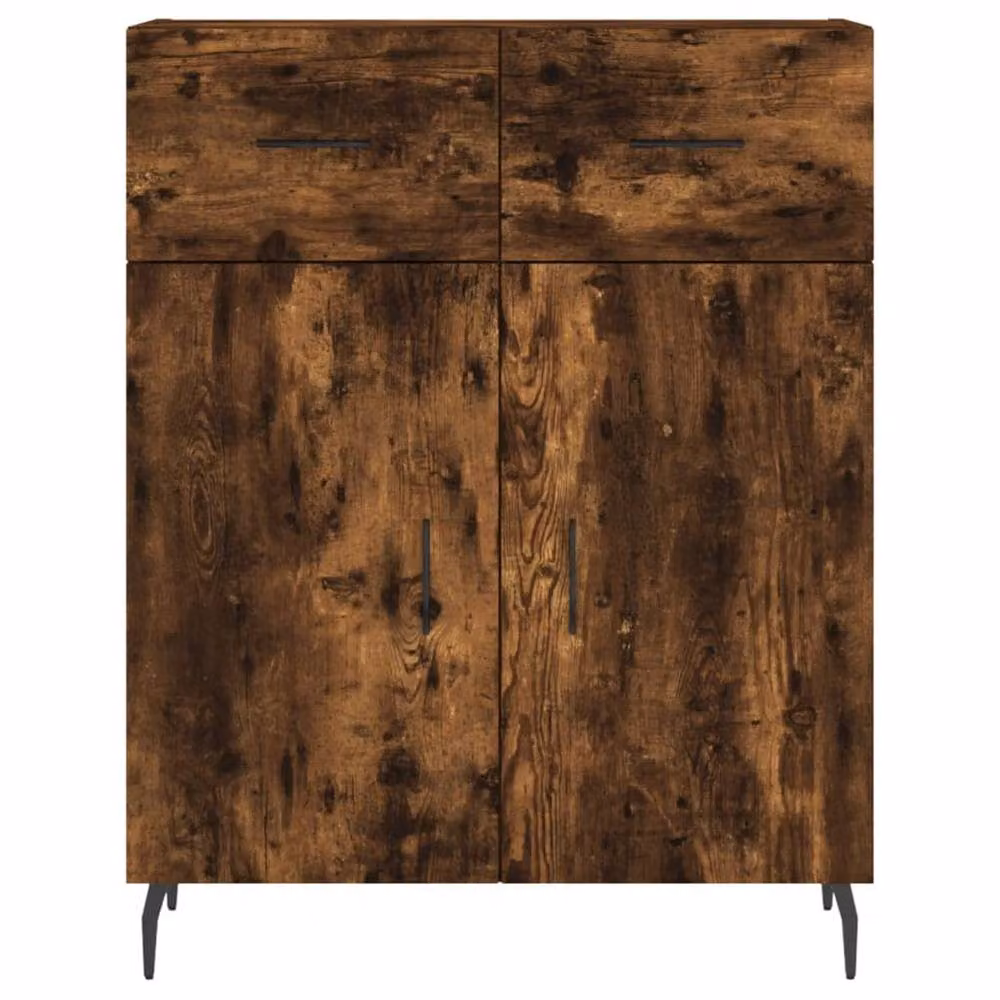 Berkfield Home Smoked Oak Highboard in Brown with Glass Doors, W/D/H: 69.5 x 34 x 180 cm – 4