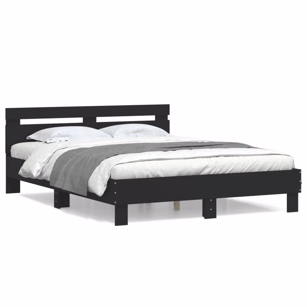 Berkfield Home Durable Engineered Wood Bed Frame, Black, W/D/H: 140 x 190 cm – 3