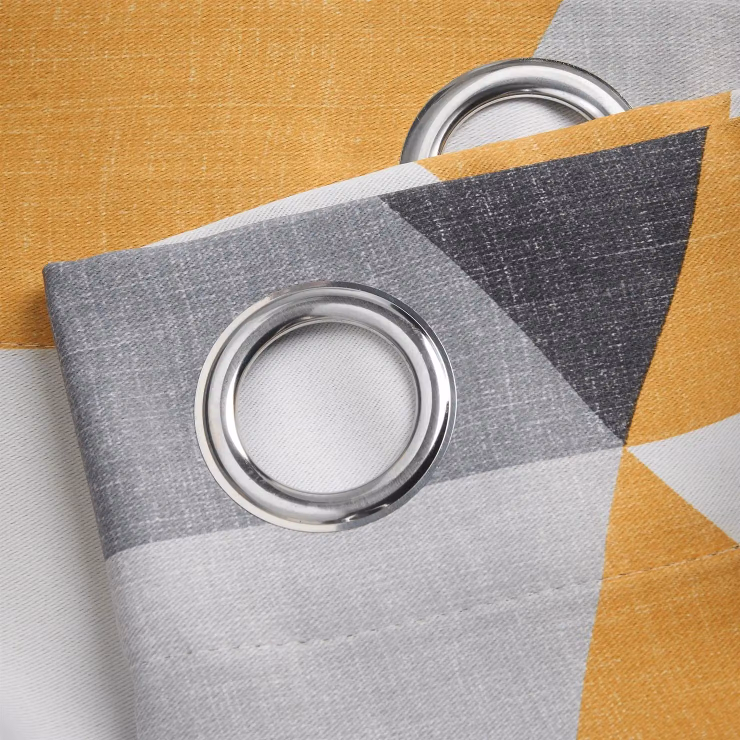 Alan Symonds Malmo Ochre Printed Room Darkening Eyelet Curtains, Width: 168 cm, Drop: 183 cm – 2