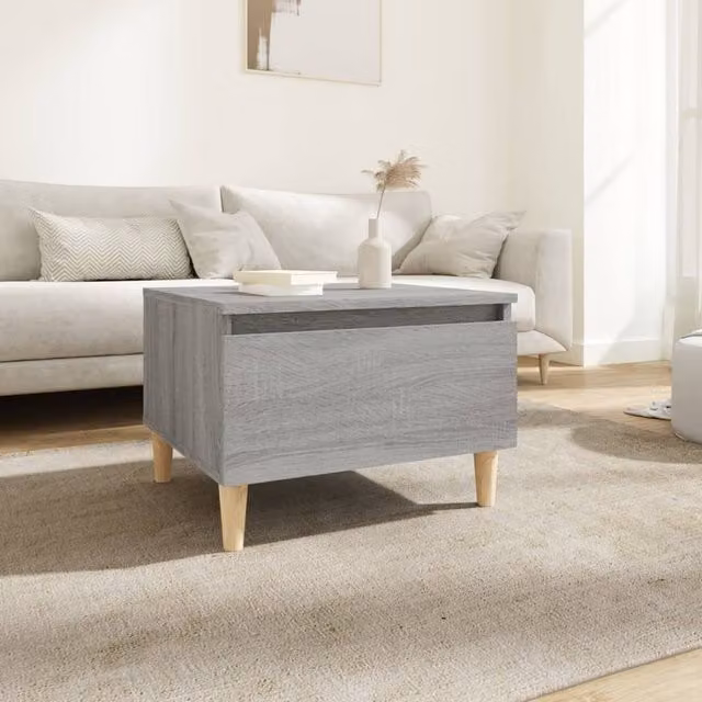 Berkfield Home Sonoma Side Table in Grey, W/D/H: 50 x 46 x 35 cm