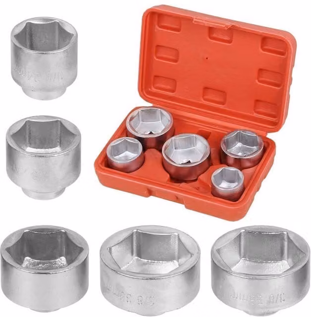 FLAVORA 3/8 inch Oil Filter Socket Set in Silver