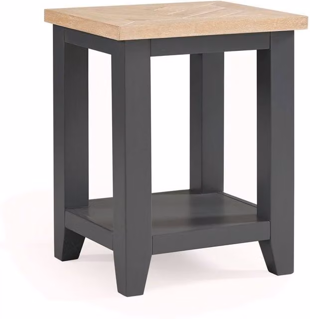 Cheshire Dunvegan Modern Square Lamp Table in Dark Grey and Oak – 1