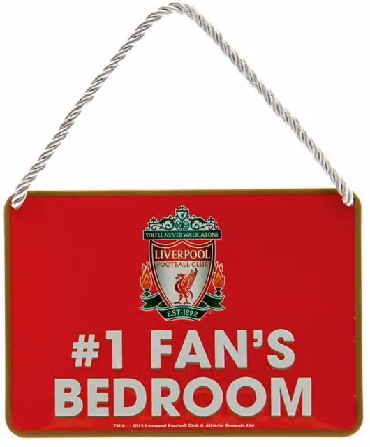 Liverpool FC Hanging Metal Bedroom Door Sign in Red and White