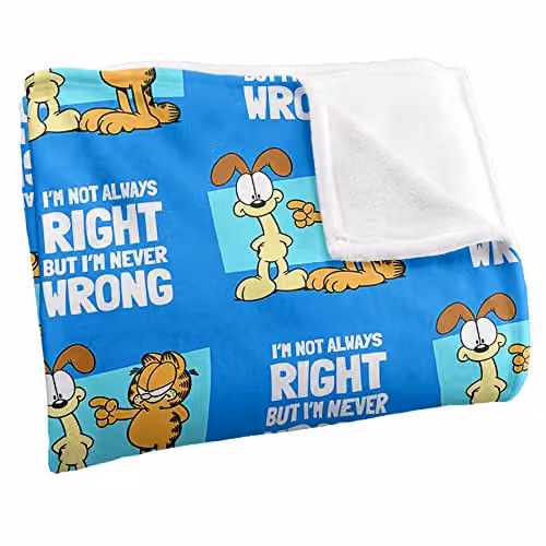 LOGOVISION Garfield Not Always Right Super Soft White Fleece Throw Blanket W/D/H: 152 x 127 x 1 cm – 2