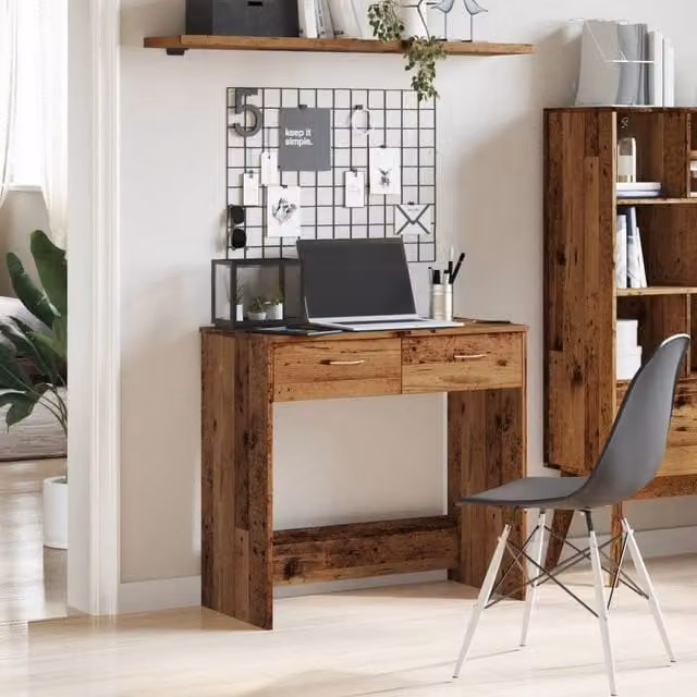 Berkfield Home Elegant Writing Desk in Brown, Engineered Wood, W/D/H: 80 x 40 x 75 cm