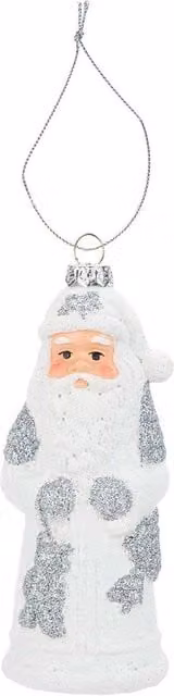 VFM e-Store Silver and White Standing Santa Glass Tabletop Christmas Decoration, Height: 13.5 cm – 1