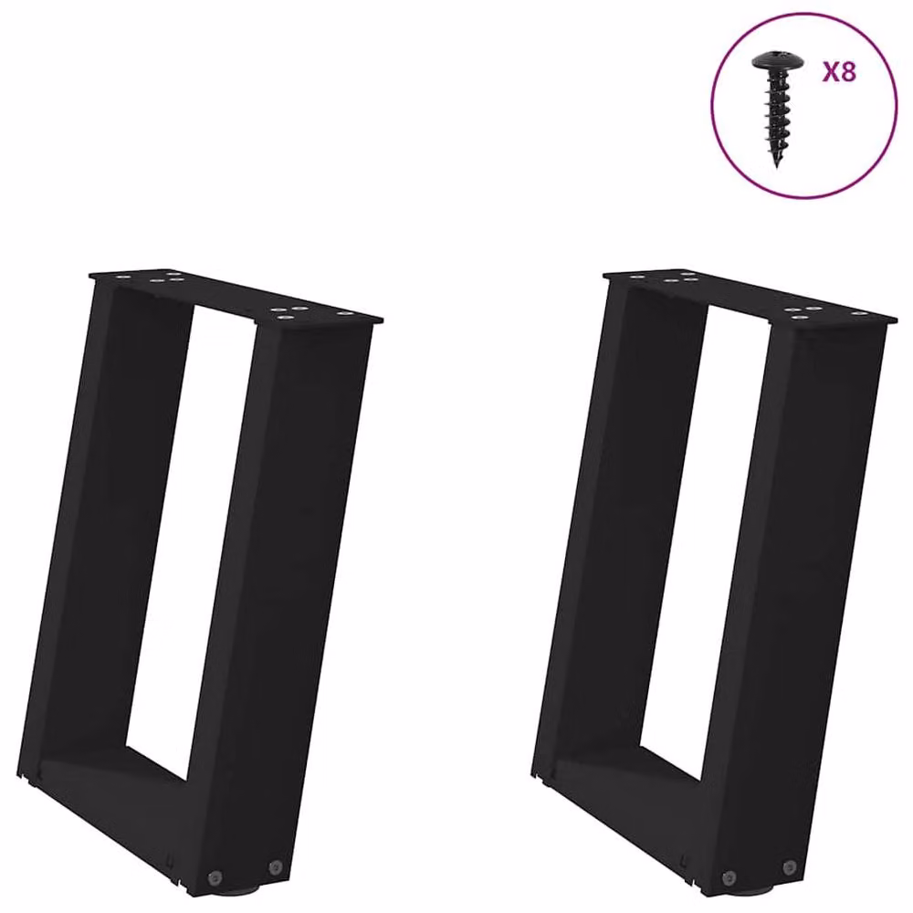 Berkfield Home U-Shaped Steel Coffee Table Legs, 2 Pieces, Black, W: 28 cm, H: 42.5 cm – 2