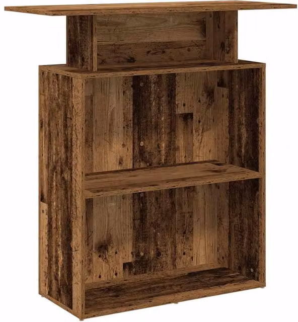 Berkfield Home Reception Desk in Old Wood Brown, W/D/H: 100 x 40 x 104 cm