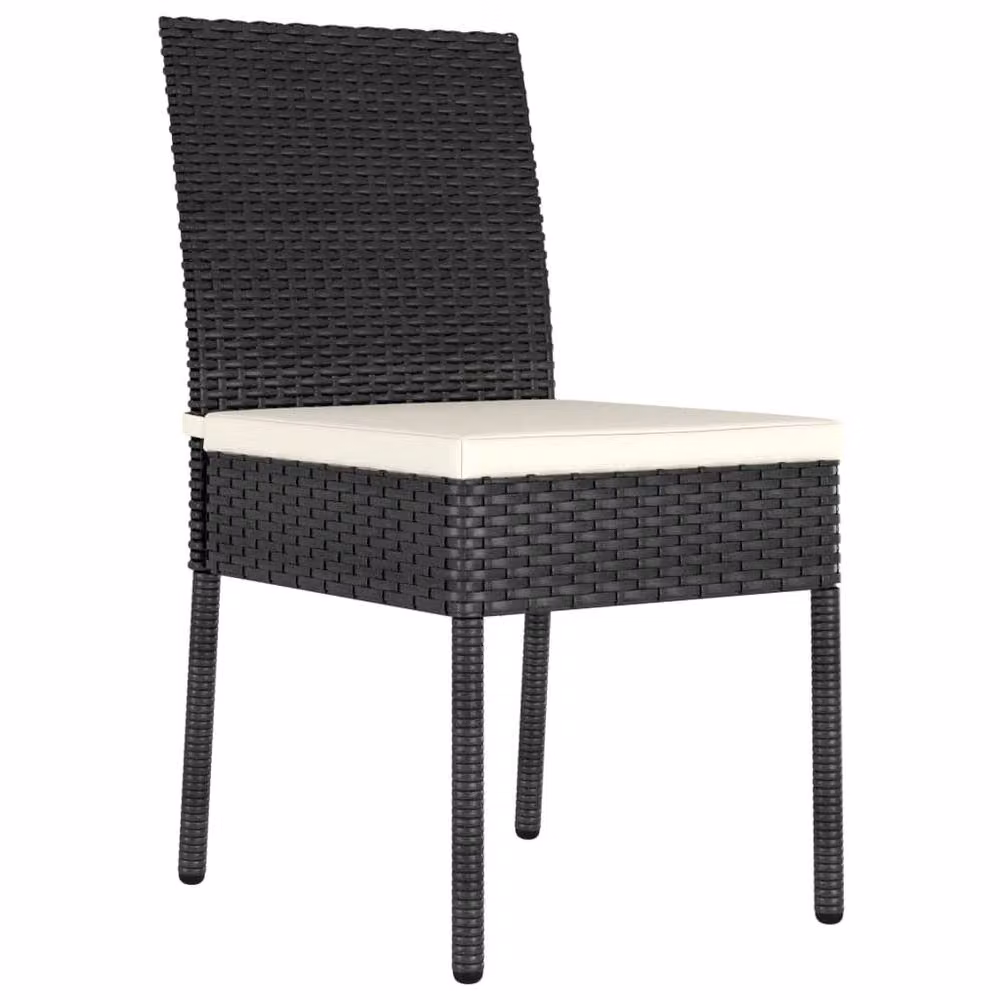 Berkfield Home 5 Piece Outdoor Dining Set with Cushions in Black Poly Rattan and Metal – 4