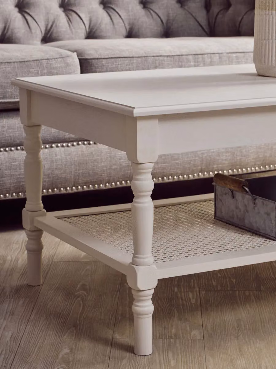Orsina Heritage Traditional Rectangular Coffee Table in White – 3