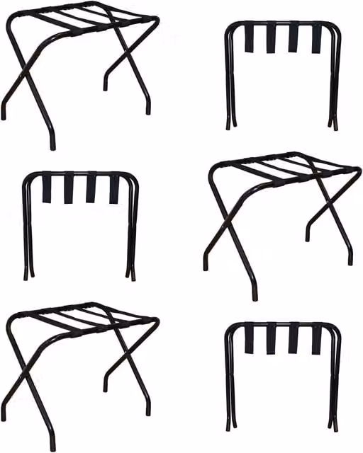 Harbour Housewares Folding Portable Metal Luggage Rack Suitcase Stand, Pack of 6, Black