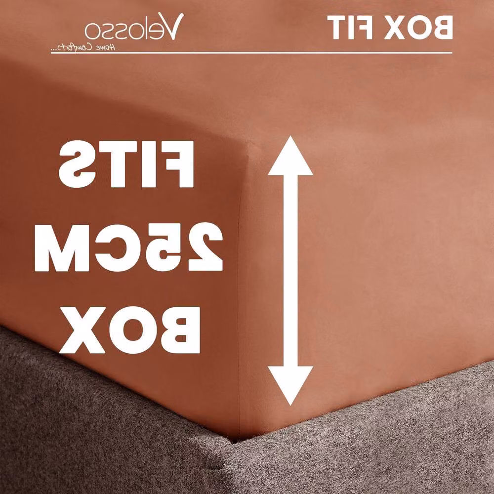 Velosso Orange Microfibre Fitted Sheet, King Size (180 x 200 cm) – 2