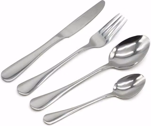 Nordara 16-piece Polished Stainless Steel Cutlery Set in Silver with Spoons and Forks