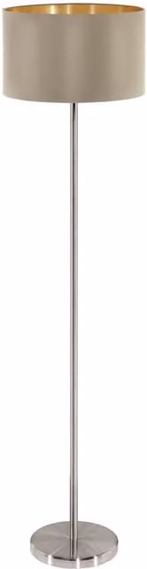 Loops Floor Lamp with Taupe Fabric Shade and Satin Nickel Finish, E27 Bulb Compatible