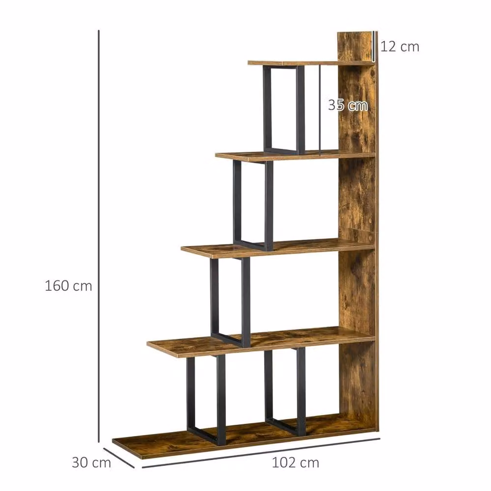 VOGREX Rustic Brown 5-Tier Freestanding Ladder Shelf Plant Display Stand – 2