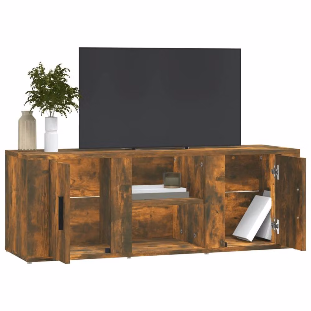 Berkfield Home Smoked Oak TV Cabinet in Brown, W/D/H: 100 x 31.5 x 35 cm – 3