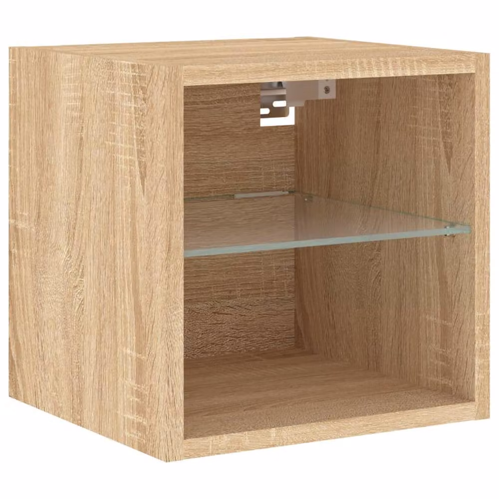 Berkfield Home 7 Piece Versatile TV Wall Unit Set with LED Lighting in Sonoma Oak and Tan – 4