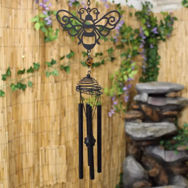 Betley Butterfly Metal Hanging Wind Chime in Black