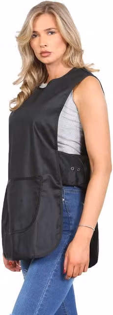 MyShoeStore Black Tabard Work Apron with Side Button Fastening and Large Centre Pocket – 2