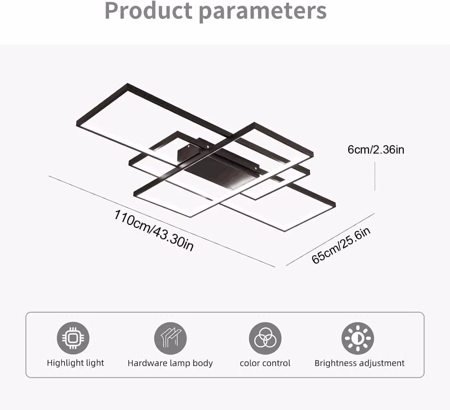 Garwarm Square Modern Dimmable LED Ceiling Light in Black with Remote Control – 2